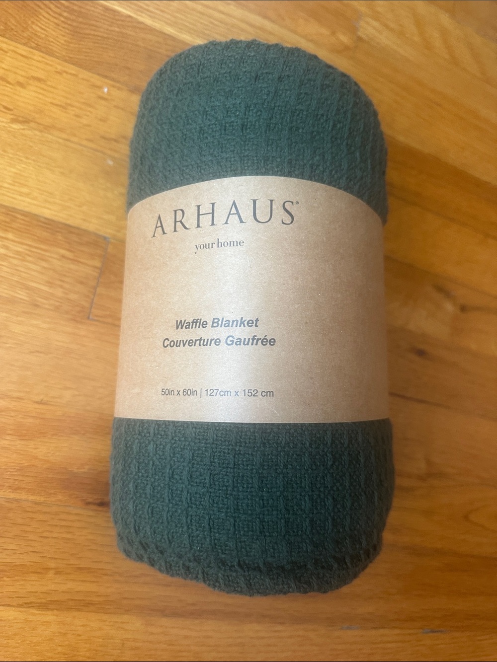Arhaus Waffle Knit Cotton Throw Blanket 50x60 - NWT Green